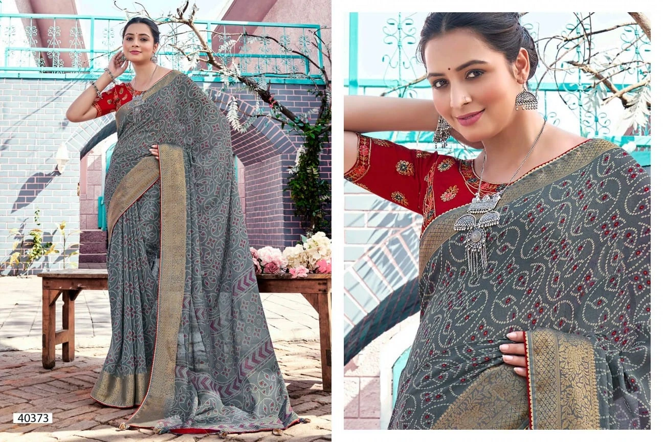 5D Designer Prisha Moss Georgette Wholesale Fancy Sarees Catalog — Wholesale Sarees, MPA wholesale from Surat — view 4